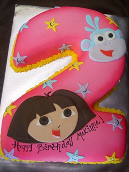 Dora and Boots Age Number Birthday Cake