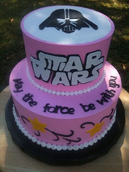 Pink Tiered Vader Star Wars Birthday Cake