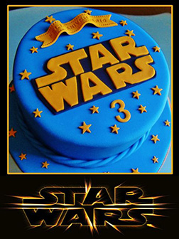 Classic Blue and Orange Star Wars Birthday Cake