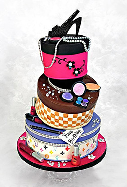 Color Burst Hat Box Bridal Shower Cake