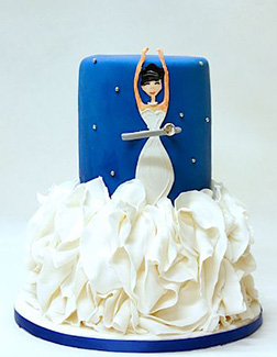 Elegantly Ruffled Gown Bridal Shower Cake