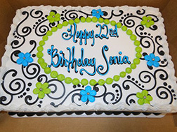 Flower Burst Scroll Birthday Cake