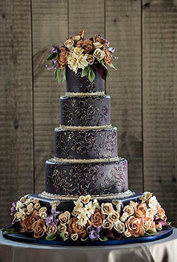 Fall Flowers Wedding Cake