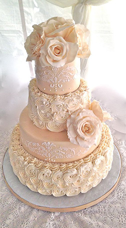 Pink Petals Wedding Cake