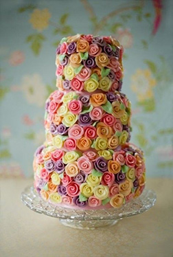 Rainbow Flower Wedding Cake