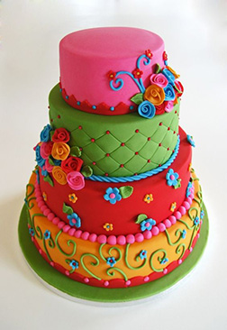 Vibrant Fiesta Wedding Cake