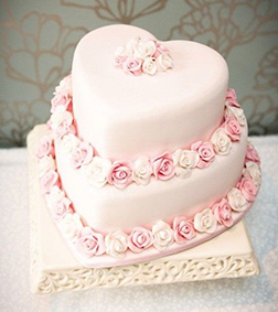 Pretty in Pink Hearts and Roses Cake