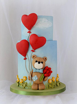 Teddy Bear Heart Cake