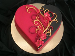 Abstract Red and Black Heart Cake