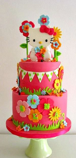 Tiered Floral Hello Kitty Cake