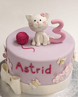 Pink Yarn Ball Cat Cake