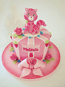 Pretty in Pink Floral Kitty Cake