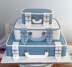 Luggage Stack Farewell Cake
