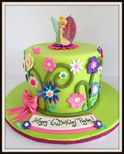 Vibrant Floral Tinkerbell Cake