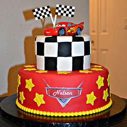 Lightning McQueen Checkered Flag Cake
