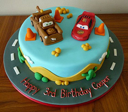 To Mater and Lightning McQueen Caution Cake