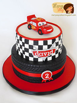 Lightning McQueen Tire Stack Cake