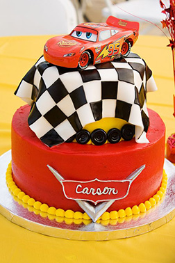 Lightning McQueen Checkered Flag Drape Cake