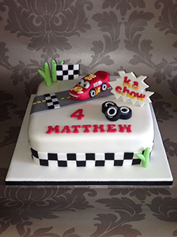 Lightning McQueen White Raceway Cake