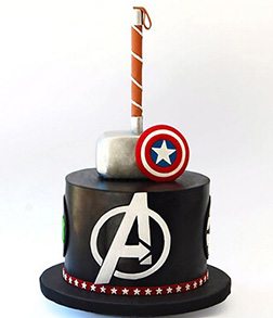 Mjolnir and Cap's Shield Avengers Cake