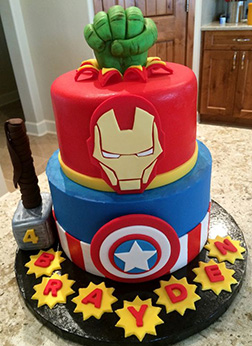 Avengers Tiered Faces Cake