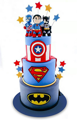 DC Meets Marvel Tiered Cake