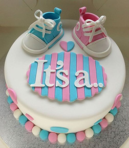 Baby Shoes Gender Reveal Cake