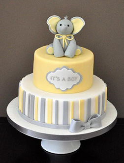 Two Tiered Baby Boy Elephant Cake