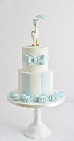 Baby Blue Two Tiered Stork Cake