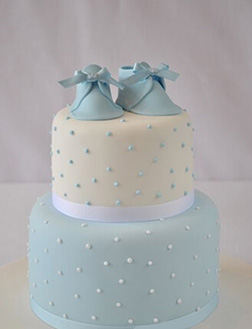 Baby Blue Slip-Ons Tiered Cake