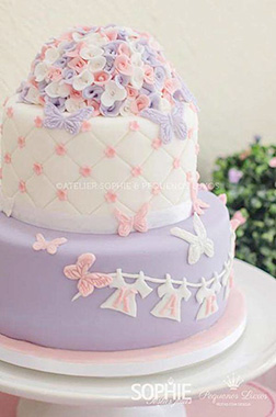 Flowers & Butterflies Baby Cake