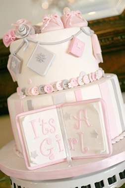 It's a Girl Open Book Ornate Cake