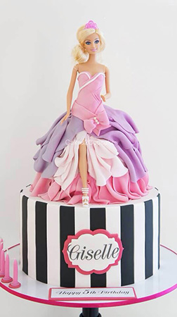 Barbie Striped Pedestal Cake