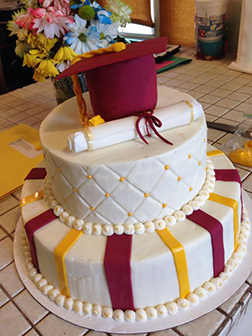 Diploma and Hat Tiered Graduation Cake