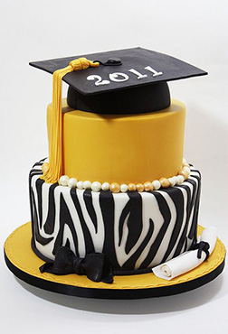Zebra Stripe Graduation Cake
