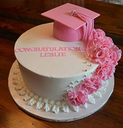 Pretty in Pink Graduation Cake