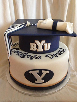 Gold and Navy Graduation Cake