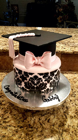 Pink Bow Graduation Hat Cake