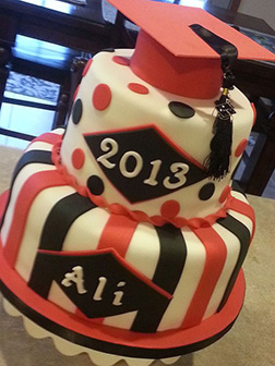 Red and Black Attack Graduation Cake