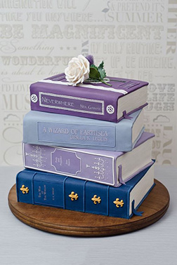Cool Colored Book Stack Graduation Cake