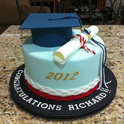 Baby Blue Cap and Diploma Graduation Cake