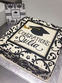 Black and White Celebration Graduation Cake