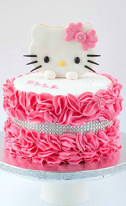 Ruffled Roses Hello Kitty Cake