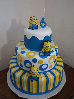 Blue and Yellow Tiered Minion Cake