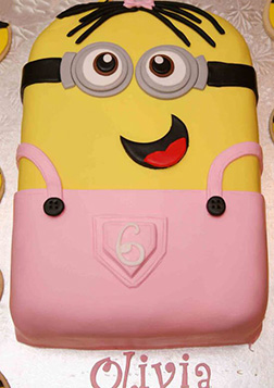 Pink Overalls Minion Birthday Cake