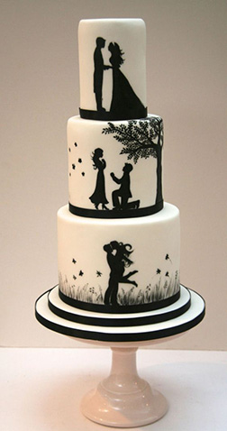 From When We Met Silhouette Wedding Cake