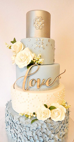 Elegant Ruffled Gold Wedding Cake