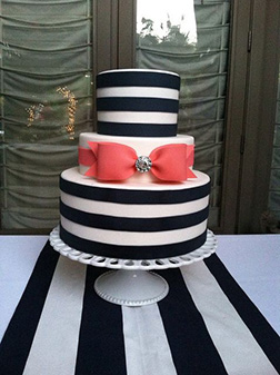 Striped Pink Bow Wedding Cake