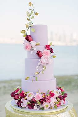 Lavender Flower Ladder Wedding Cake