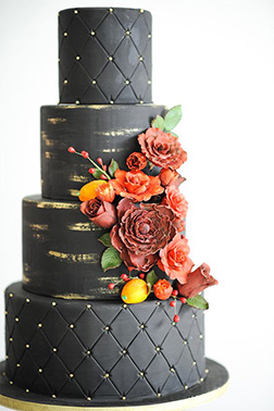 Black Quilted Wedding Cake